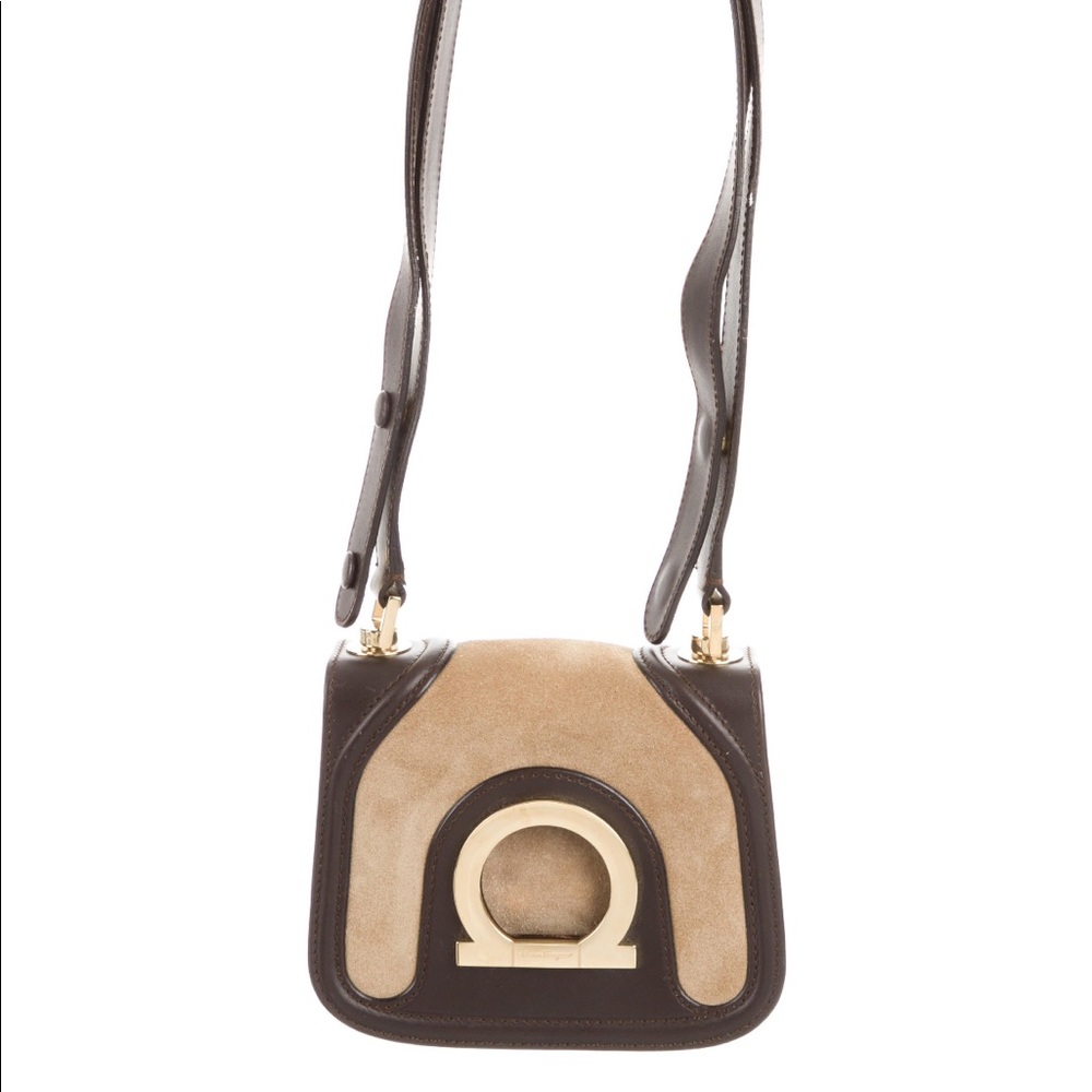 Tan suede Salvatore Ferragamo crossbody bag